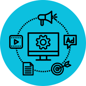 Digital marketing tools and strategy icon